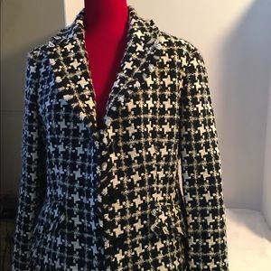 Nine West black & white houndstooth button front dress jacket size 12